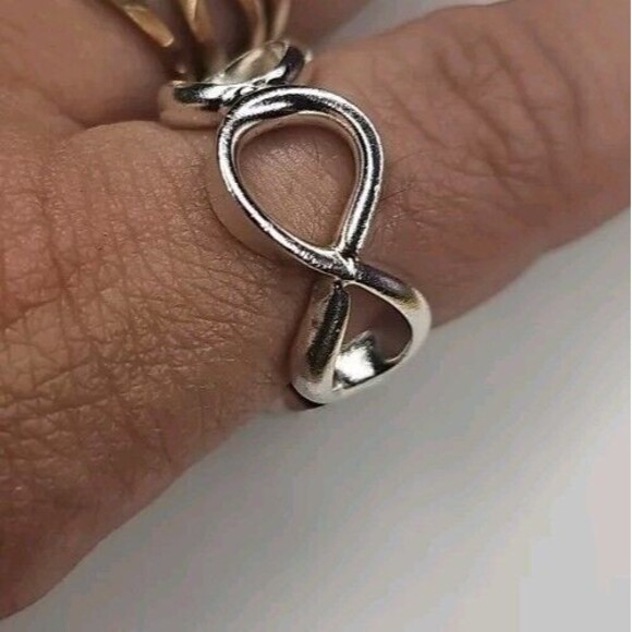 925 Silver Infinity Ring Size 9 Loops Circles Chunky Mens Woman's Fashion Ring - Picture 5 of 5